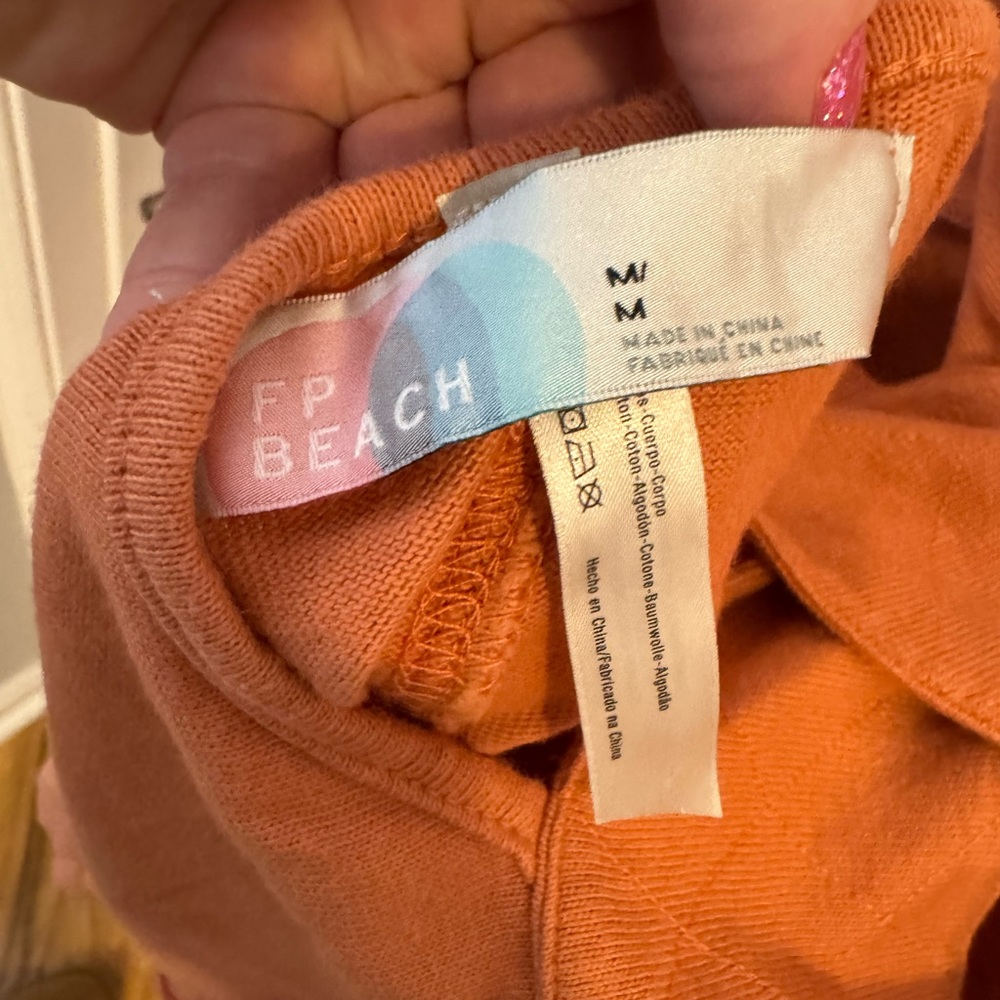 Free People Rust Orange Button-Front Mini Dress - Picture 3 of 6
